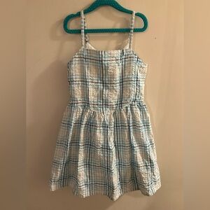 Girl's Art Class Sz Medium 8 Blue & White Plaid Keyhole Back Lined Sundress